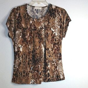 Jon & Anna Brown and Tan Fitted Short Sleeve Blouse